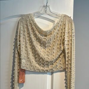SHEIN Pearl and Rhinestone Embellished Top